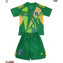 Camisa de Futebol Itália Goleiro Equipamento Secundário Infantil Europeu 2024 Manga Curta (+ Calças curtas)